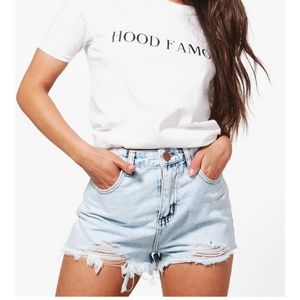 NWOT: Boohoo Blue : Washed Light Blue Denim Shorts